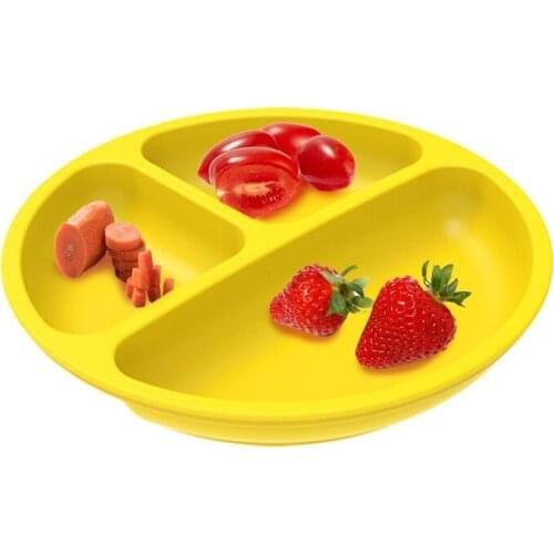 Baby Silicone Dinner Plate Set, Reinforced Suction Cup Grid Childrens Silicone Bowl Complementary Food Bowl