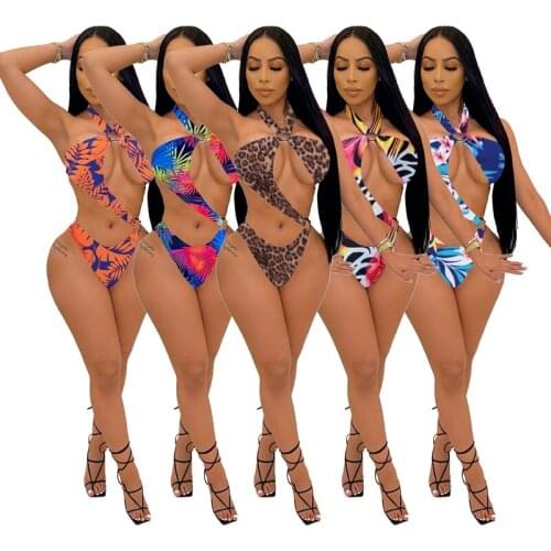 ZKYZWX Tie Dye Bodycon Leopard Bodysuit Sleeveless Hollow Sexy One Piece Swimsuit Summer Vacation Outfits for Women Bodysuit