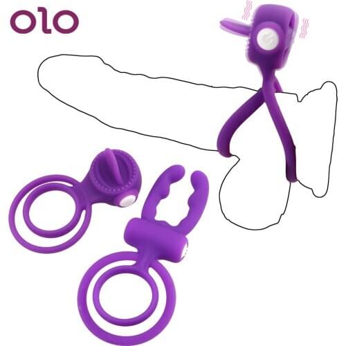 OLO Penis Ring Vibrating Ring Tongue Licking Cock Ring Penis Vibrator Clit Stimulator Dual Pleasure Sex Toys for Men Male