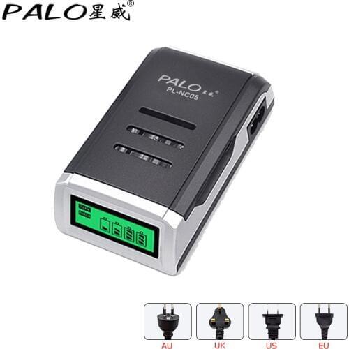 PALO Wholesale 4 Slots LCD Display Smart Intelligent Battery Charger for AA AAA Ni-CD Ni-MH rechargeable battery