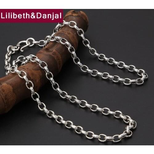 2019 Women Men 5mm Thick Necklace 100% 925 Sterling silver Buddha Mantra Scripture Amulet Chain Pendant Necklace Fine Jewelry F6