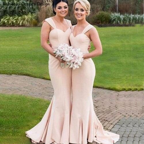 2021 Mermaid Bridesmaid Dresses Long Backless V-neck Maid Of Honor Wedding Party Dress Sweep Train Vestido de fiesta de boda