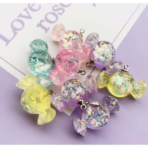 ZALEBABA 10pcs 24*13mm cute sweetmeats charms flat back resin charms necklace pendant earring charms for DIY decoration