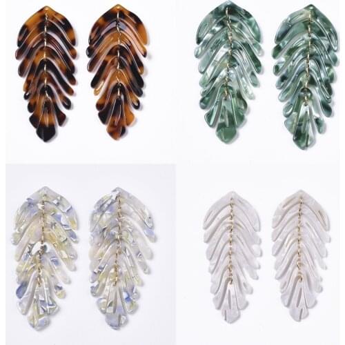 2Pcs 2021 New Acetic Acid Resin Pendants Acetimar Leaf Charms For DIY Necklace Women Earring Dangles Jewelry Making Accessories