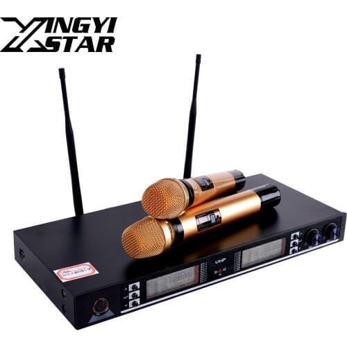 Professional UHF Wireless Microphone Karaoke System 80M Distance 2 Channel Receiver Handheld Cordless Mic UR8S PC KTV Stage Mike