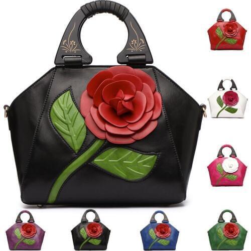 Womens handbag Ethnic Style Womens Bags Fashion Contrast Diagonal Three-dimensional Big Rose Flower Bag Bridal Bags sh110059