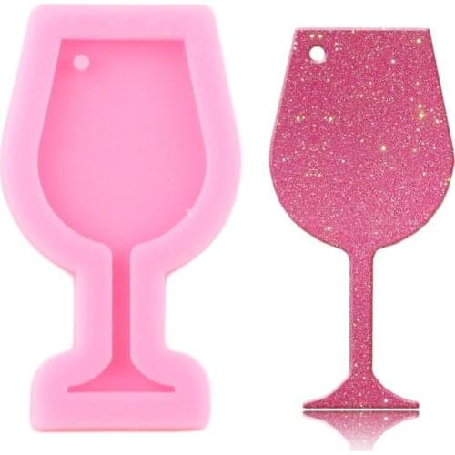 Super Glossy Wine Glass Silicone Keychains Mold Epoxy Resin Craft Keychain Molds DIY Handmade Polymer Clay Jewelry Making Mould