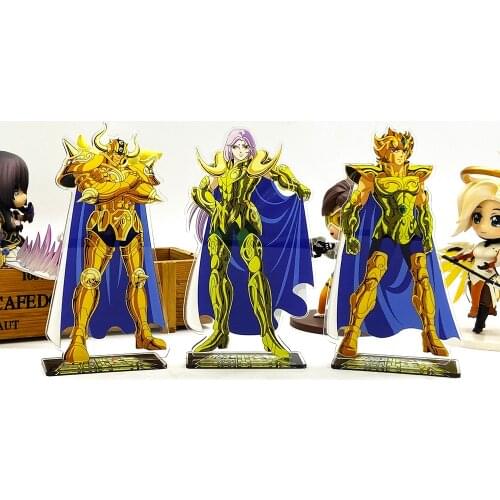 Saint Seiya Zodiac Aldebaran Mu Aiolia acrylic stand figure model plate holder cake topper anime Japanese