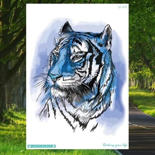 Watercolor Tiger Temporary Tattoo Sticker Animal Leopard Arm Leg Fake Tattoos for Men Women Girl Waterproof Tatoo Art Tatoo