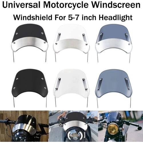 Motorcycle 5-7 inch Headlight Windshield Cafe Racer Windshield Compact Sport Wind Deflector Visor Fits For Harley YAMAHA Suzuki