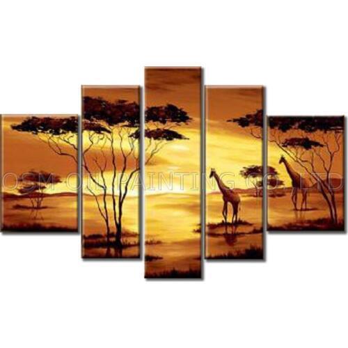 Top Artist Handmade High Quality Modern Wall Art Oil Painting on Canvas Beautiful Golden African Landscape Oil Painting