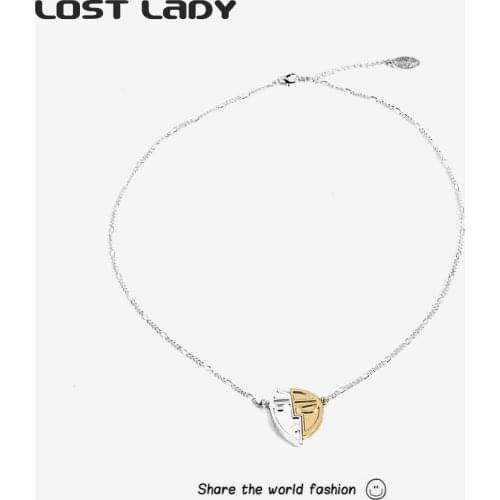Lost Lady Fashion Irregular Heart Pendant Necklaces Statement Novelty 2021 Silver Color Chain Women Necklaces Jewelry Wholesale