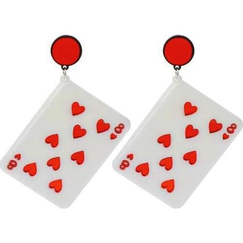Geometric Big Poker Spades Acrylic Dangle Drop Earrings Punk Cool Playing Card Long Earrings Women Night Club Jewelry Pendientes