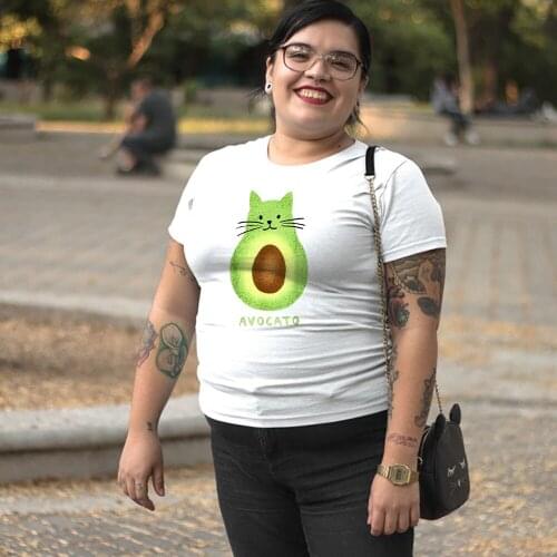 Avocado Cat Print Women T Shirts Short Sleeve Tumblr Mujer Creative Casual Top Tee Arrivals Shirt Femme Beautiful Camiseta