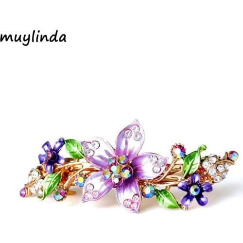 Muylinda Vintage Flower Hair Jewelry Metal Hair Accessories For Women Painting Color Hair Clip Barrette Hair Crab