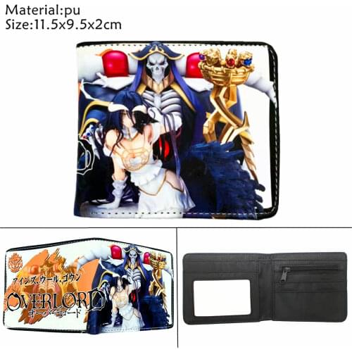 Anime Overlord Ainz Ooal Gown PU Short Wallet Bifold Photo Card Holder Layers Purse Mens Womens Coin Pocket leather Cartoon Gift