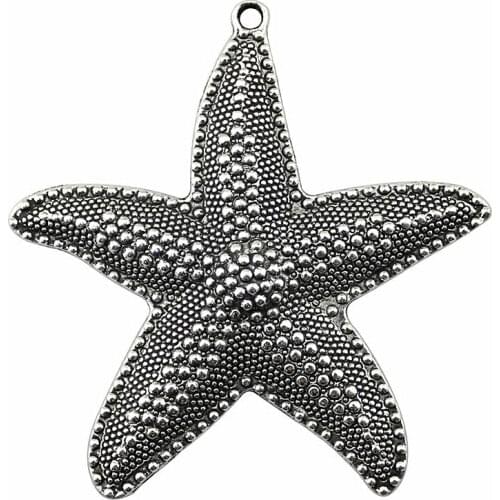 1pcs 67x63mm Big Starfish Pendants Antique Silver Color Big Starfish Charm Big Starfish Charm Pendants
