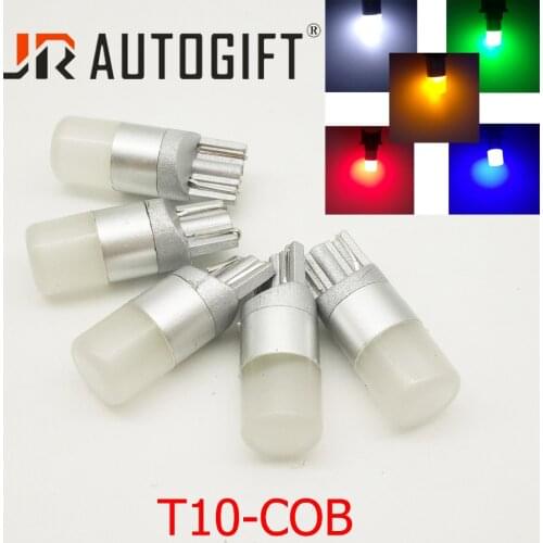 100pcs LED W5W T10 194 168 COB Yellow Red Blue Green White 1Led Parking Bulb Auto Wedge Clearance Lamp License Light Car Styling