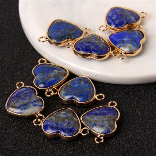 2pcs Natura lStone lapis lazuli Beads Pendant Double Hole Connectors for Jewelry Making DIY Charm Bracelet Necklace Accessries