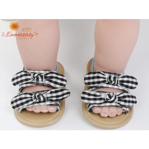 2020 Baby Summer Shoes Non-Slip Sandal Plaid Walking Soft-Soled Hollow-Out Birthday Gift Bow Sneaker Sandals Shoes