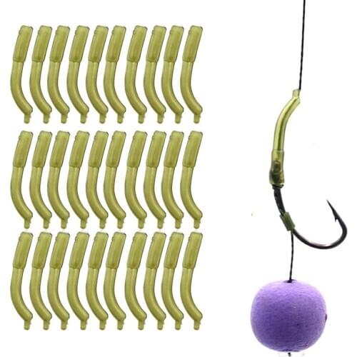 30pcs Carp Fishing Accessories Rubber Hook Sleeve Line Aligner Micro Camouflage Color Terminal Fishing Tackle Hair Rig Swivel