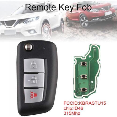 315Mhz 3 Buttons Upgraded Remote Car Key with ID46 Chip KBRASTU15 Fit for Nissan Versa / Xterra