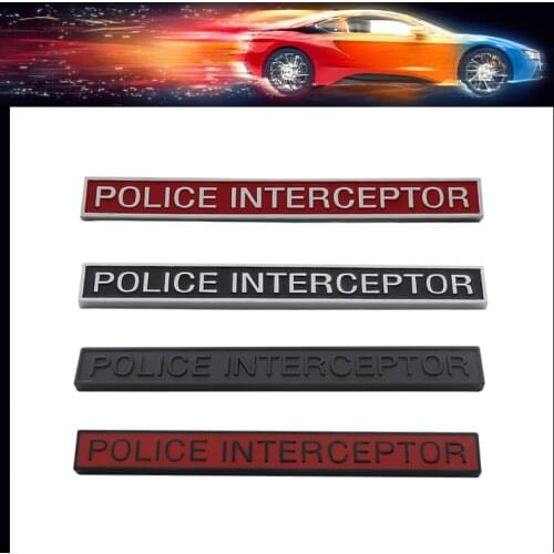 3D Chrome Black Police Interceptor car Hood Fender trunk Bonnet Nameplate Decal Emblem Badge Sticker for Explorer Crown Victoria