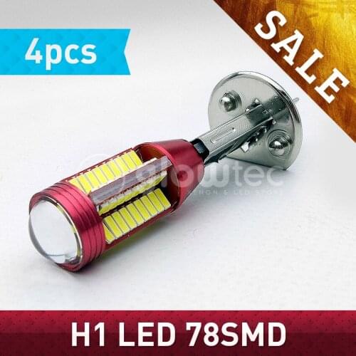 4 pieces H1 78 SMD 4014 lens LED Headlight Lamp 78smd Bulb external Fog light lamps White 12V to 18V GLOWTEC