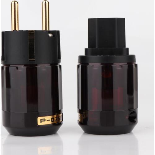 5Pairs P-079E+C079 AC Power Cable Plugs 24k Gold-Plated SCHUKO Power Plug