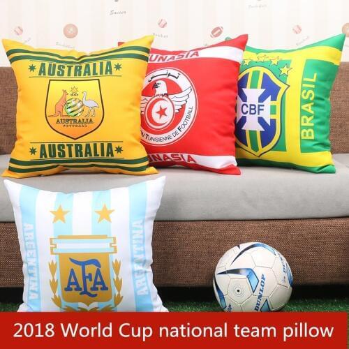 Free Shipping Cotton and linen 2018 Russian World Cup national team pillow The office is on the back of the sofa