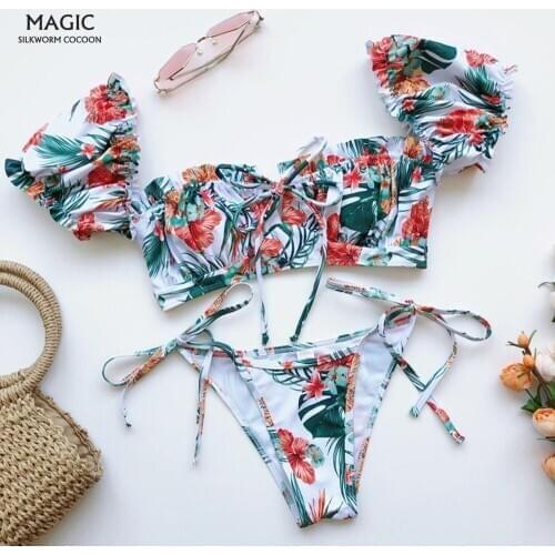 Ruffled Bikini Women Swimsuit High Cut Swimwear Push Up Straps Beachwear Biquinis Bathing Suit Summer Swimming Suit Female