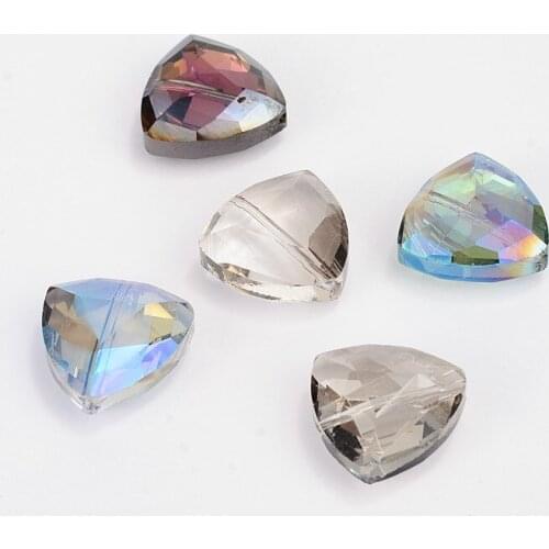 10pcs Electroplate Crystal Glass Triangle Jewelry Beads For Jewelry Making Faceted Color Plated Mixed Color 18x18x9mm Hole: 1mm