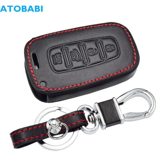 Real Leather Car Key Case For Kia K5 Sportage Sorento Forte Shuma Borrego Hyundai Smart Remote Fob Cover Keychain Protector Bag