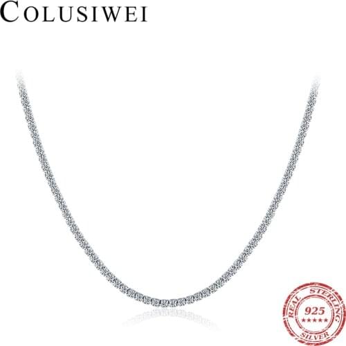 Colusiwei Luxury 925 Sterling Silver Shining Zirconia Wrist Tennis Bracelets Choker Necklaces for Women Classic Wedding Jewelry
