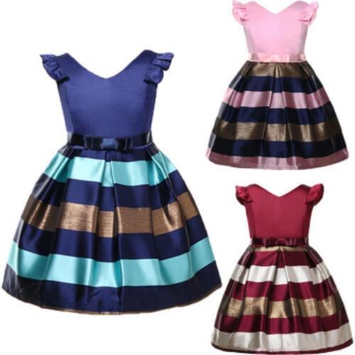 Children Girls Clothing Baby Girls Striped Dress For Girls Formal Wedding Party Dresses Kids Princess Christmas Dress up Costume