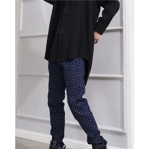 Spring and autumn new blue wavelet point jeans slim fit versatile micro elastic personalized performance clothes stage outfit la