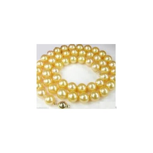 Eximious!8mm Gold South Sea Shell Pearl Necklace 18''AAA