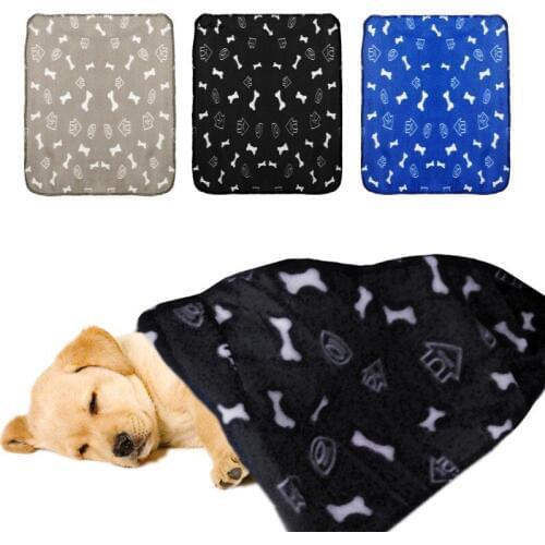 Fleece Pet Bed Blankets For Dogs Pet Dog Cat Blanket Soft Warm Fleece Mat Bed Cover Bone Print Blanket Wholesale
