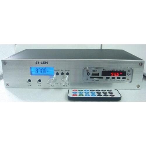 ST-15M 1.5W / 15W FM Broadcast Radio Transmitter PLL 88-108MHz with Bluetooth Speaker MP3 player function cover 2KM-4KM