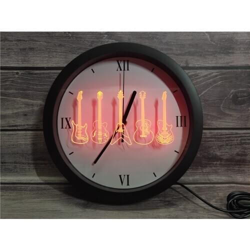 0F099 Guitar Weapons Band Room APP RGB 5050 LED Neon Light Signs Wall Clock