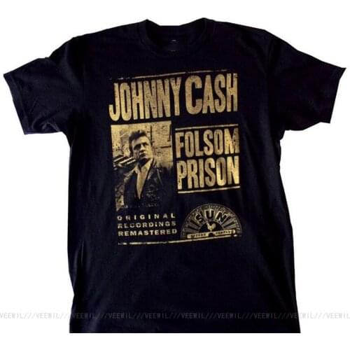 Johnny Cash Folsom Prison T Shirt Sun Records Throwback Original Recordings New 2020 Fashion Plus Size