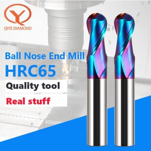 QIYE Milling Bit 2 Flute Ball Nose EndMills R0.5-6.0 Tungsten Carbide CNC Router Bit End Milling Cutter CNC Machine End Mill