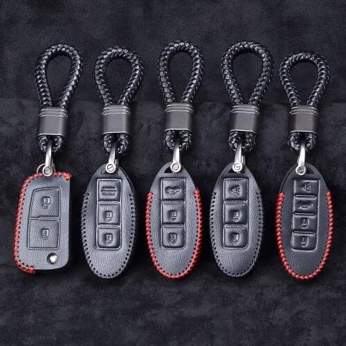 Leather Car Remote Key Case Cover Shell Nissan Qashqai X-Trail T32 T31 Juke J10 J11 Kicks Tiida Pathfinder Note For Infiniti
