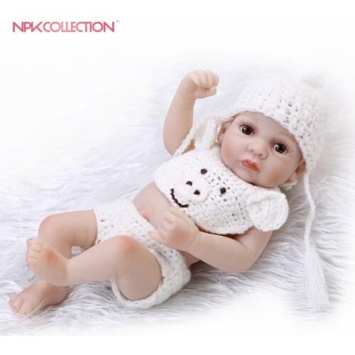 2018 New Fashion Doll Reborn Baby Toys Full Vinyl lovely Reborn Dolls small cute white Kawaii Toy Gift 26cm Gratis Enxoval
