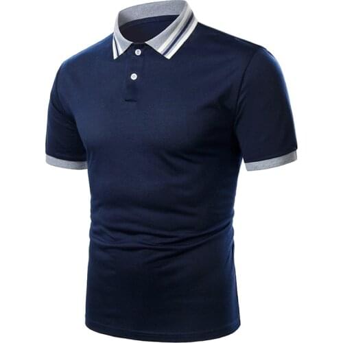 Summer mens short-sleeved tops solid color three-bar lapel fashion casual breathable quick-drying mens T-shirt POLO shirt