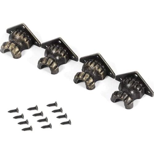 JFBL Hot Zinc Alloy Furniture Legs Antique Brass Corner Guard Retro Box Furniture Foot Jewelry Box Corner Guard 4 Pieces