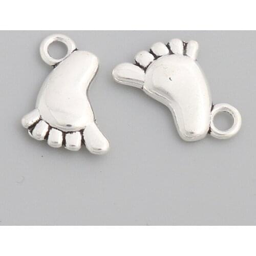 RAINXTAR Fashion Vintage Alloy Baby Foot Charms 12*14mm 200pcs AAC411