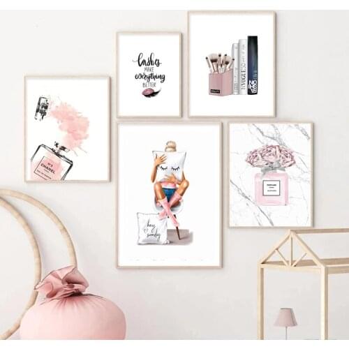 Fashion Decoration Poster Woman Bag Book Perfume Bottle Eyebrow High Heels Canvas Painting Home Shopping Mall Art Painting