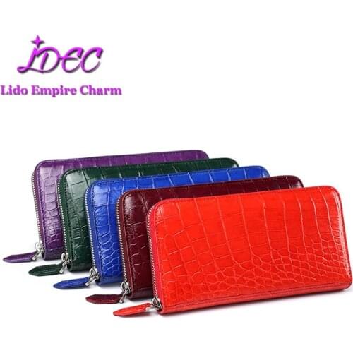 LDEC Fashion Wallet For Ladies Crocodile Belly Skin Simple Design Long Size Womens Purse Clutch Bags