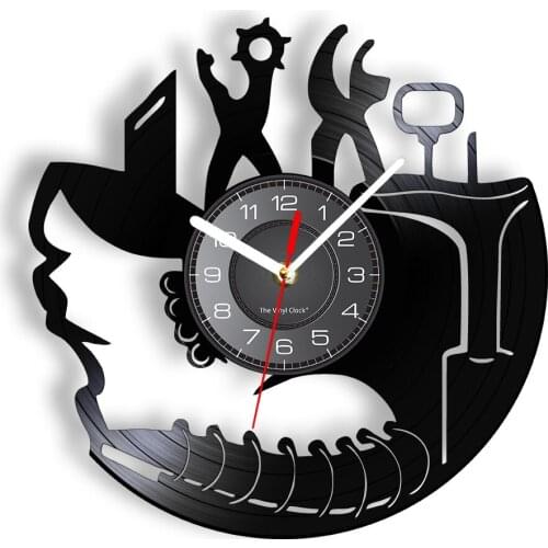 Shoe Repair Inspired Vinyl Record Wall Clock Cobbler Cut Out Album Disk Crafts Clock Wall Watch Shoemaker Repairer Home Decor